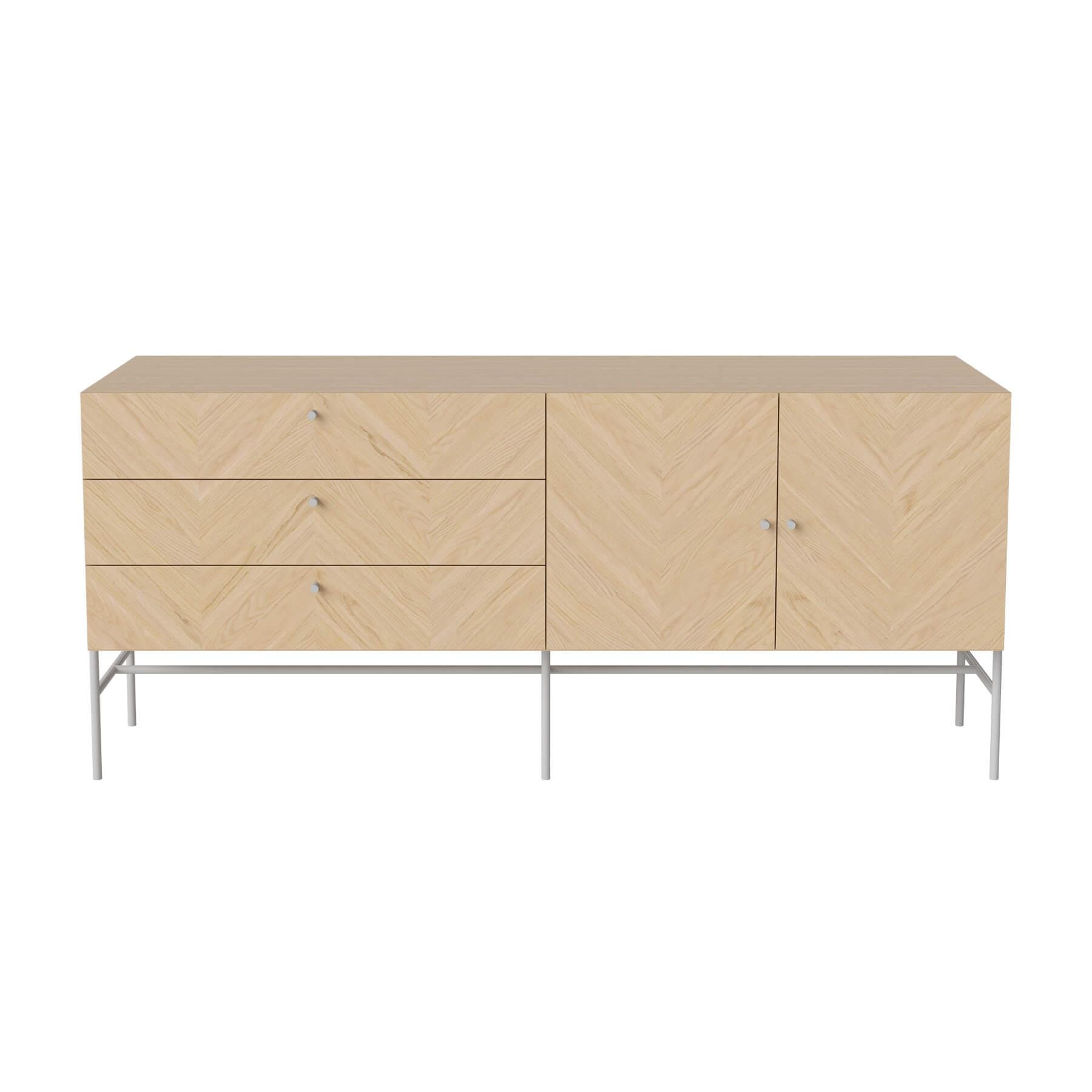 Bolia Luxe Sideboard White Pigmented Oak Grey Door Knobs Light Wood Designer Furniture From Holloways Of Ludlow
