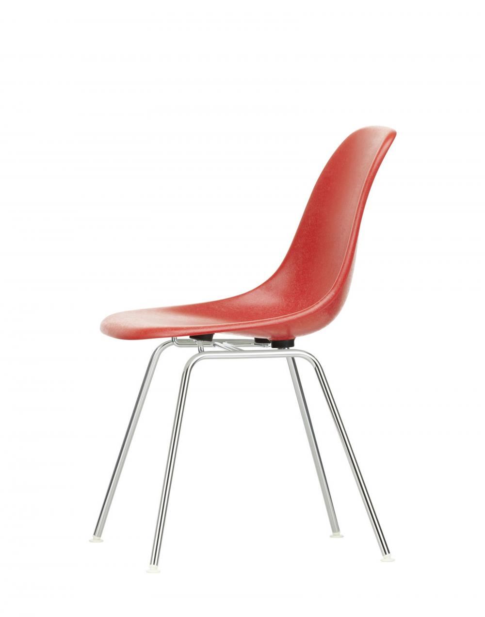 Eames Dsx Fibreglass Armchair Chrome Base Classic Red White Carpet