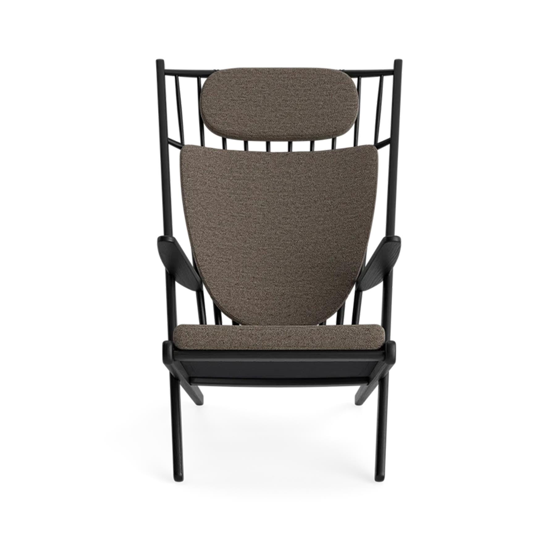 Make Nordic Goliat Armchair Black Oak Nature Boucle Dark Taupe 10 Grey Designer Furniture From Holloways Of Ludlow