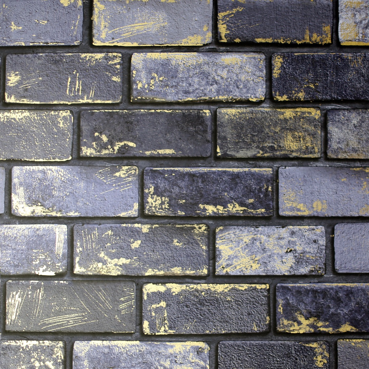 Metallic Brick Wallpaper Navy / Gold Arthouse 692200