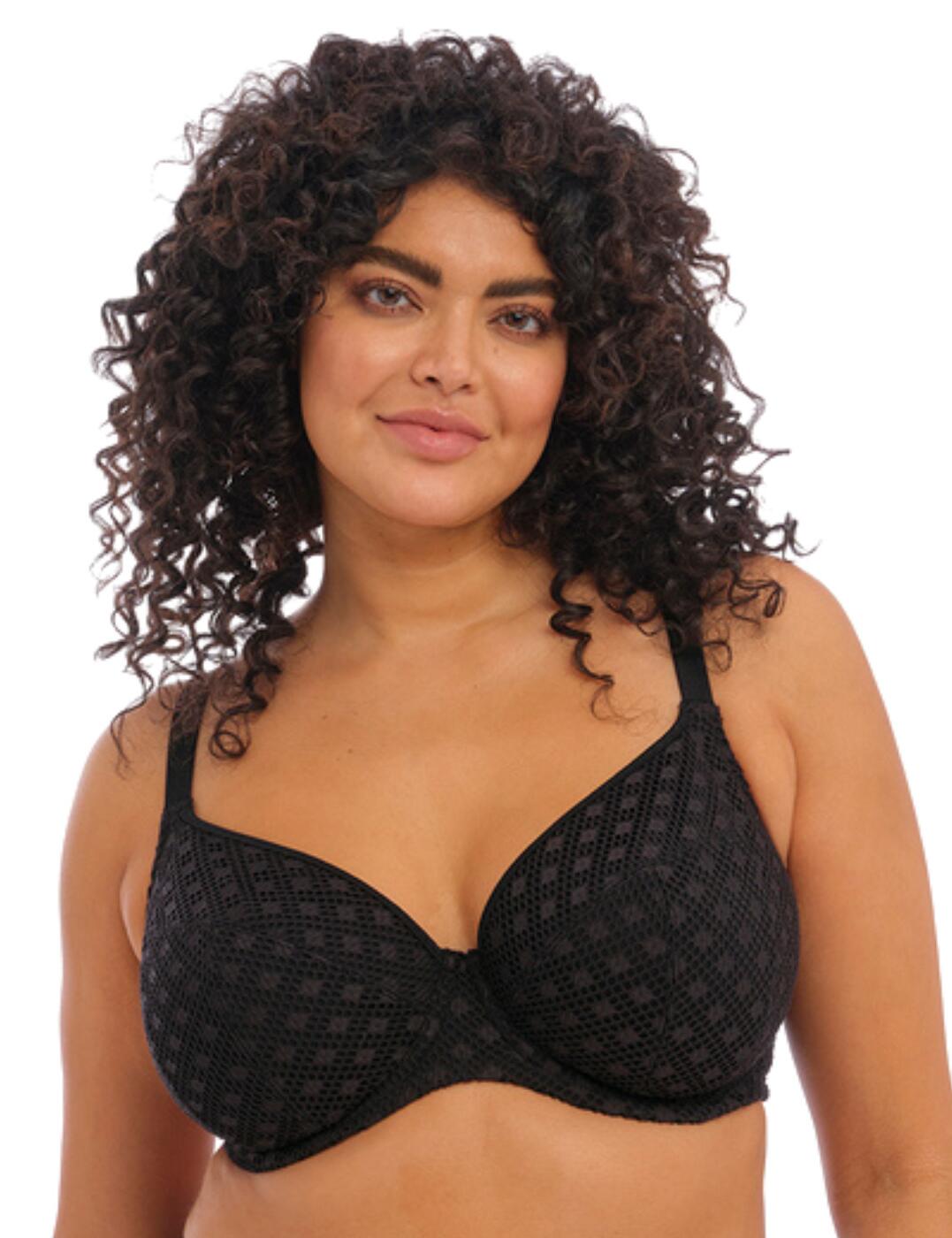 Snap up this full coverage bikini top from the Bazaruto line by Elomi which is stylish and offers the perfect fit for bigger busts. This piece has full cup coverage and is underwired for support to give you the confidence to show off your beautiful curves. This bikini top has rear clasp fastening and adjustable shoulder straps so you can alter the fit to your individual silhouette. This design has a Powernet back lining for extra support and an amazing geometric macrame-inspired pattern finishing off the look perfectly. To complete this swimwear look, take advantage of the matching available coordinates from the Elomi Bazaruto range.  Full coverage bikini top Clasp fastening Full coverage Underwired Adjustable straps Macrame inspired pattern Matching coordinates available Country of origin: Sri Lanka Composition: 87% Polyamide &pipe; 13% Elastane Listed in UK sizes  59715-104474-1368309 ES800602 Plunge Bikini Top