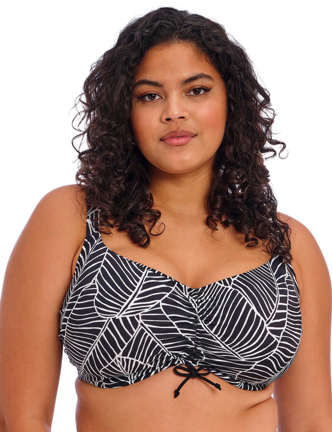 Welcome the Elomi Kata underwired bikini top—the perfect addition to any swimwear wardrobe for women who know they can feel and look their best. This elegant bikini top features concealed underwiring, non-padded cups, and clip fastening for seamless comfort and security. Adjustable shoulder straps and adjustable length straps allow you to tailor your desired coverage. The beautiful palm leaf pattern not only stands out but also adds a touch of tropical warmth to your beach look. And if a complete look is what you’re after, the matching Elomi Kata pieces are now available too! So why not indulge in luxury with this chic yet comfortable offering from Elomi today!  Elegant bikini top Concealed underwiring Non-padded cups Clip fastening Adjustable shoulder straps Adjustable length straps to tailor desired coverage Beautiful palm leave pattern Matching swimwear available Country of origin: Sri Lanka Composition: Cup Lining: 100% Polyamide Composition: Main Fabric: 80% Polyamide &pipe; 20% Elastane Composition: Wing Lining: 86% Polyamide &pipe; 14% Elastane Listed in UK sizes  61973-107231-1419627 801706 Full Cup Bikini Top