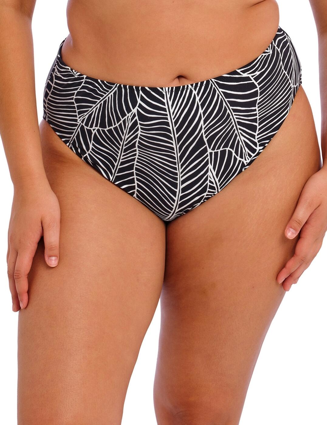 Swim in style with the Elomi Kata bikini brief. You'll love the high rise waist of this novelty design. It gives you just the right amount of coverage for a more modest appearance without compromising on style. Its moderate rear coverage Complete out your look by pairing this piece with its matching lingerie set and coordinating your poolside style effortlessly. The Elomi Kata bikini brief provides an elegant silhouette that was designed for those amazing getaways. Make yours part of your beachwear wardrobe today!