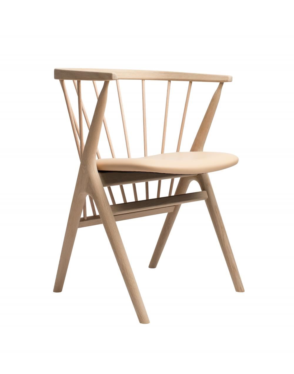 No 8 Dining Chair Oak Soap Honey Leather Spectrum