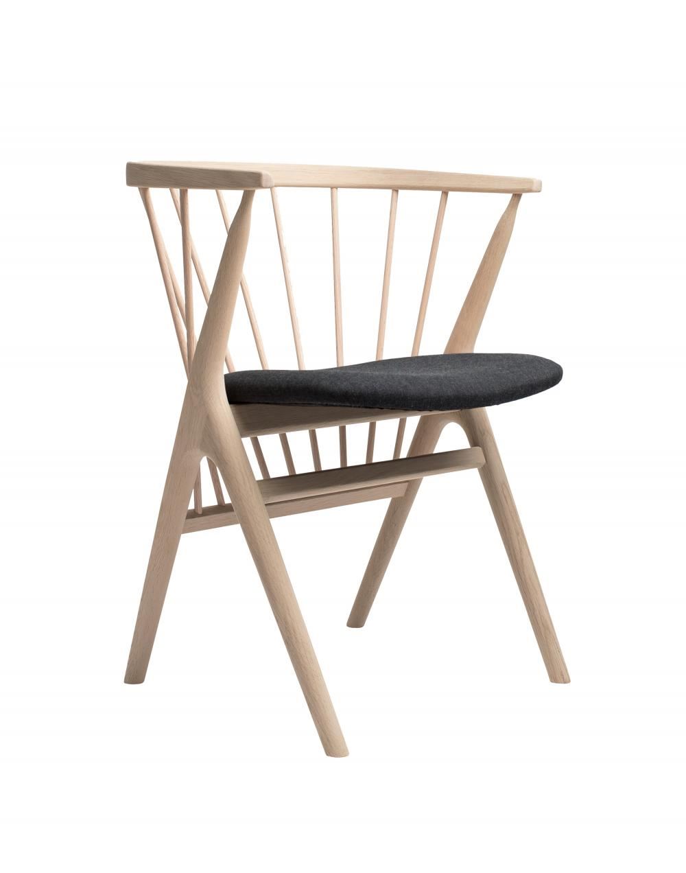 No 8 Dining Chair Oak White Oil Dark Grey Wool Remix 133