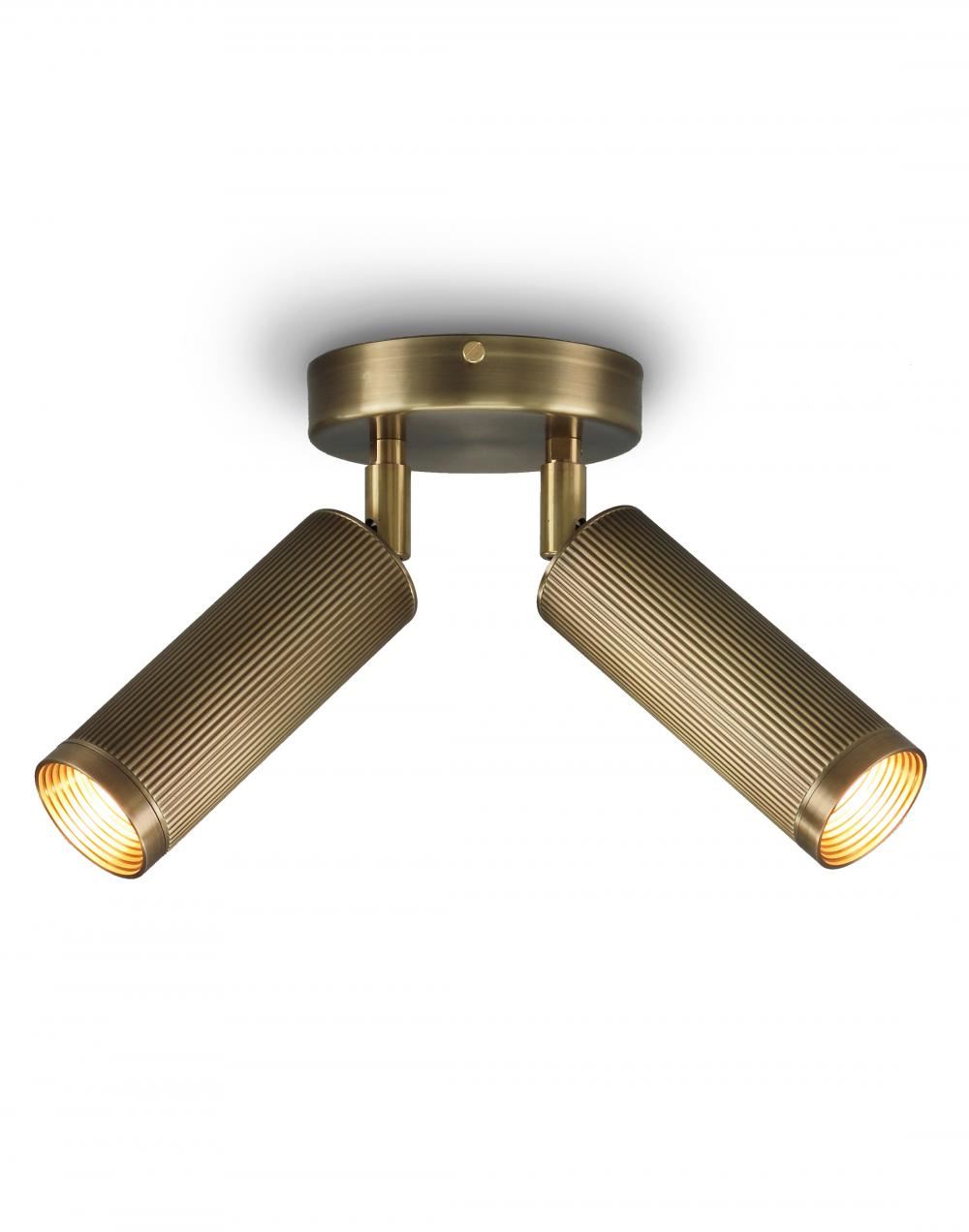 Spot Ceiling Light Double Antique Brass