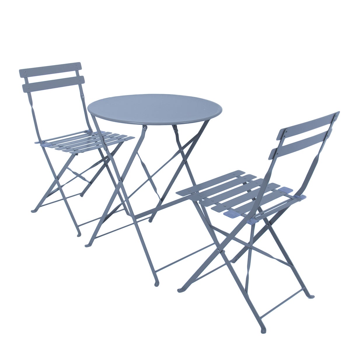 Charles Bentley 3 Piece Metal Bistro Set Garden Patio Table 2 Chairs 6 Colours Navy