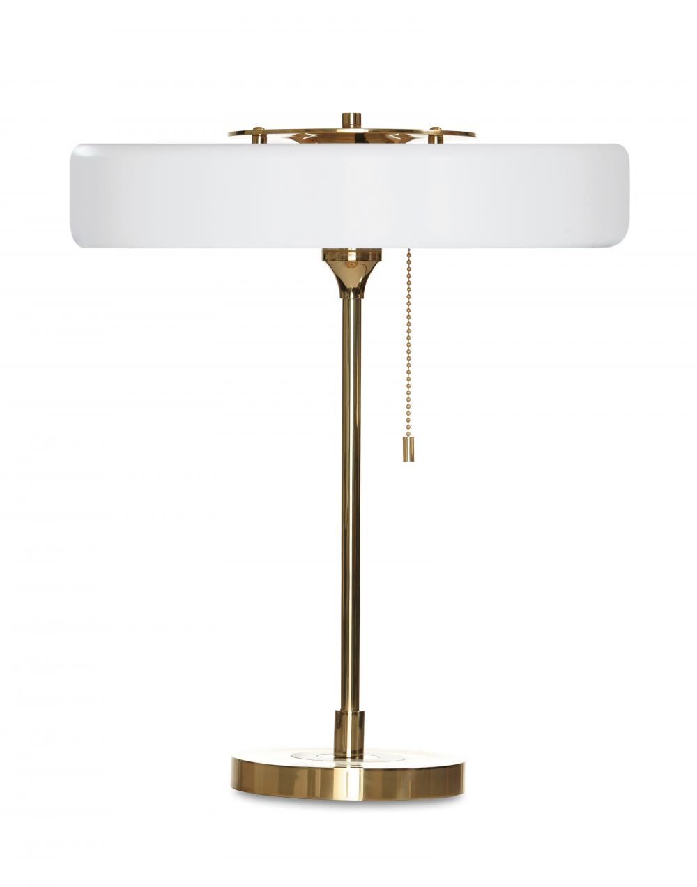 Revolve Table Light Brass Matte Old English White