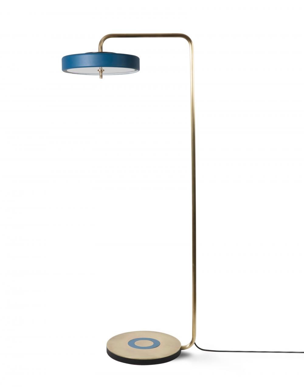 Revolve Floor Light Brass Matte Petrol Blue