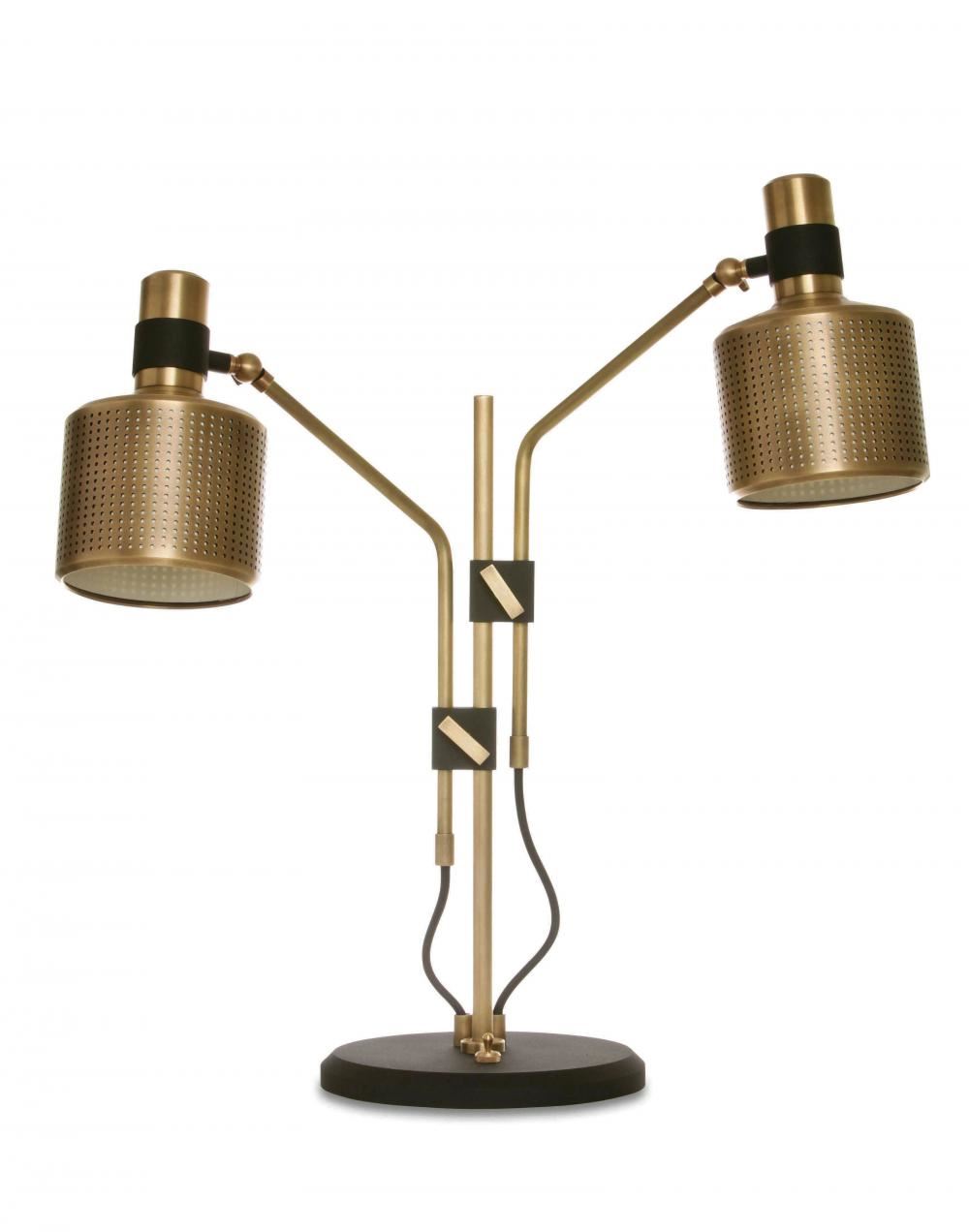 Riddle Table Light Double Brass With Matte Black Detailing