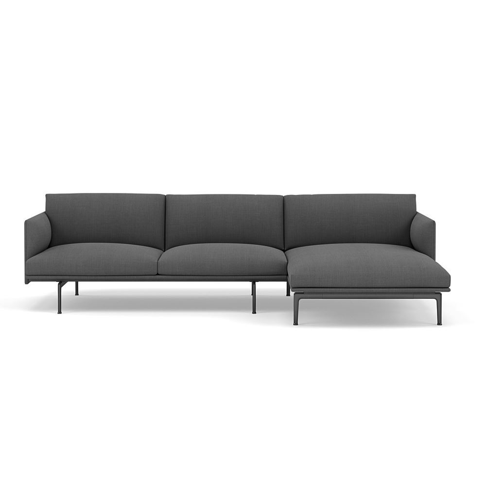 Outline Sofa With Chaise Longue Right Black Remix 163