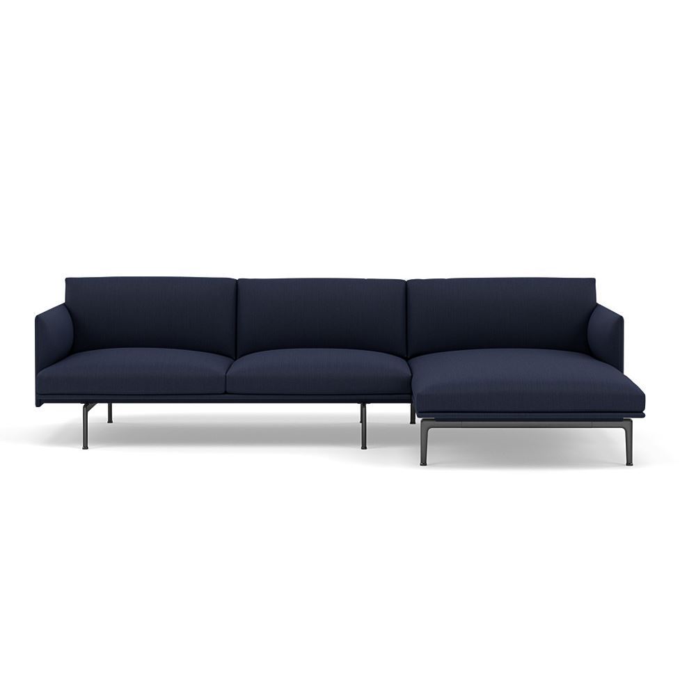 Outline Sofa With Chaise Longue Right Black Balder 782