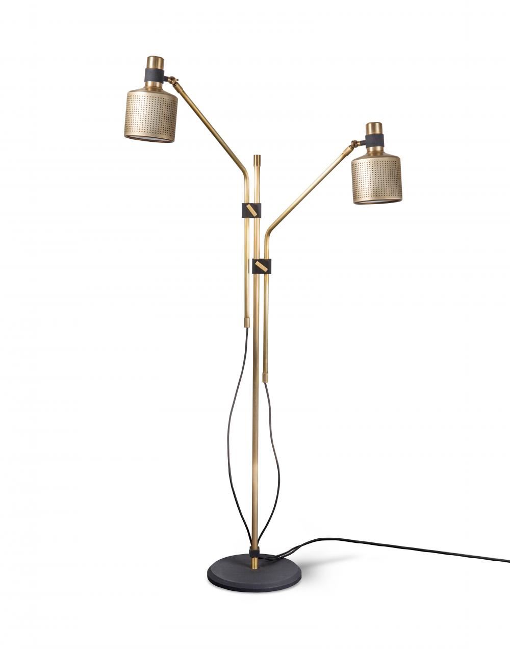 Riddle Floor Light Single Brass With Black Detailing