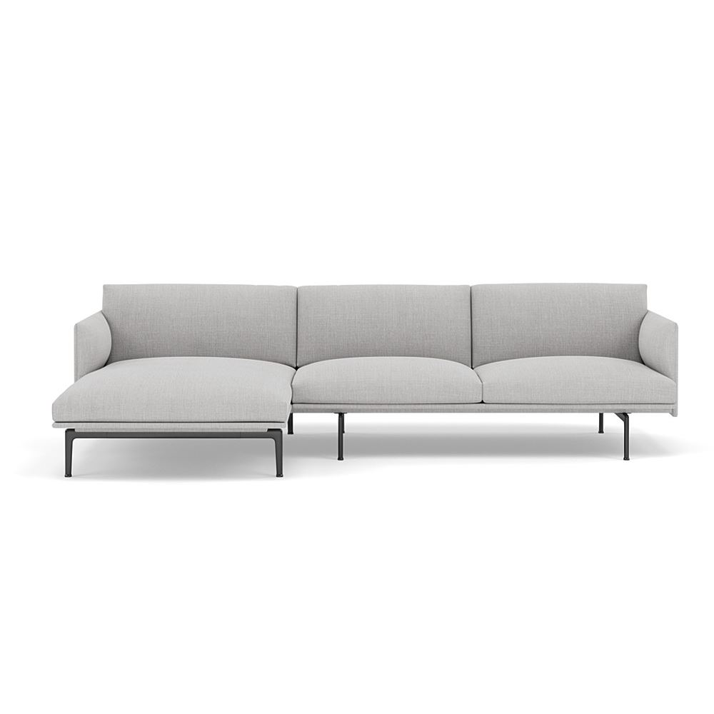 Outline Sofa With Chaise Longue Left Black Remix 123