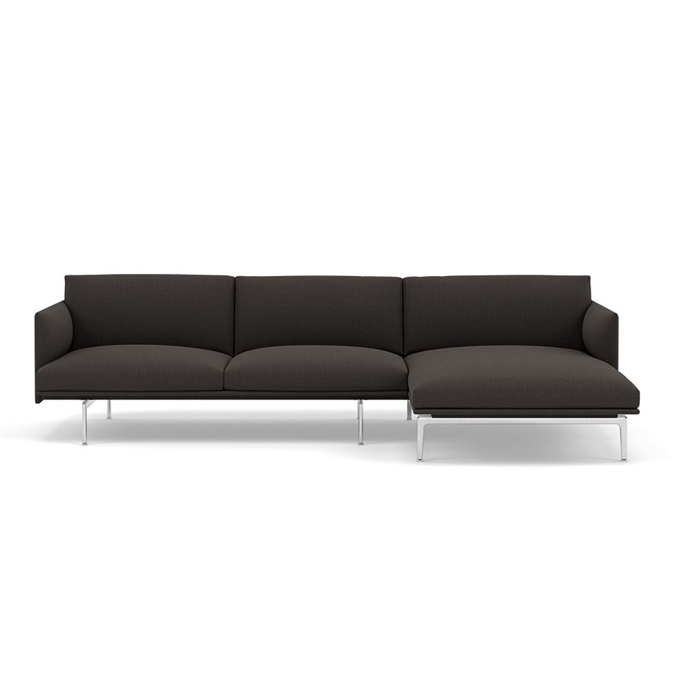 Outline Sofa With Chaise Longue Right Polished Aluminum Canvas 174