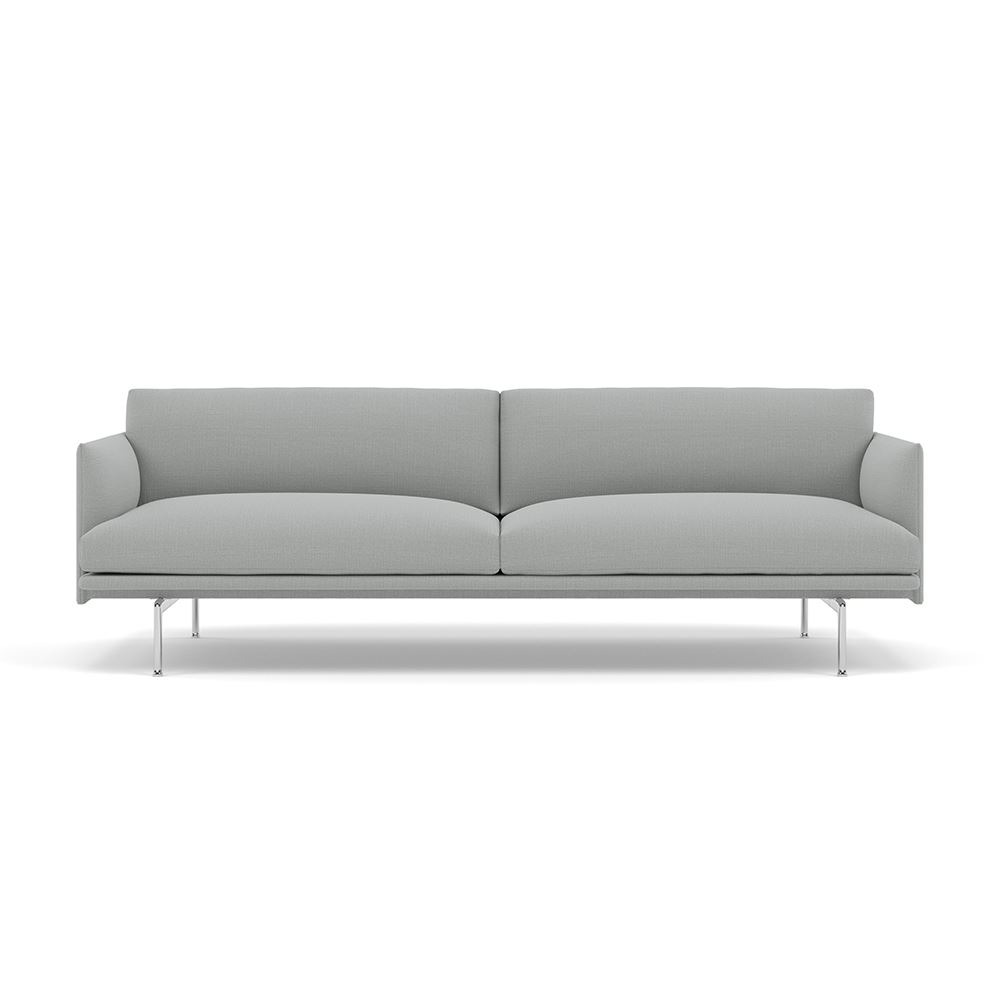 Outline 3seater Sofa Polished Aluminum Canvas 124