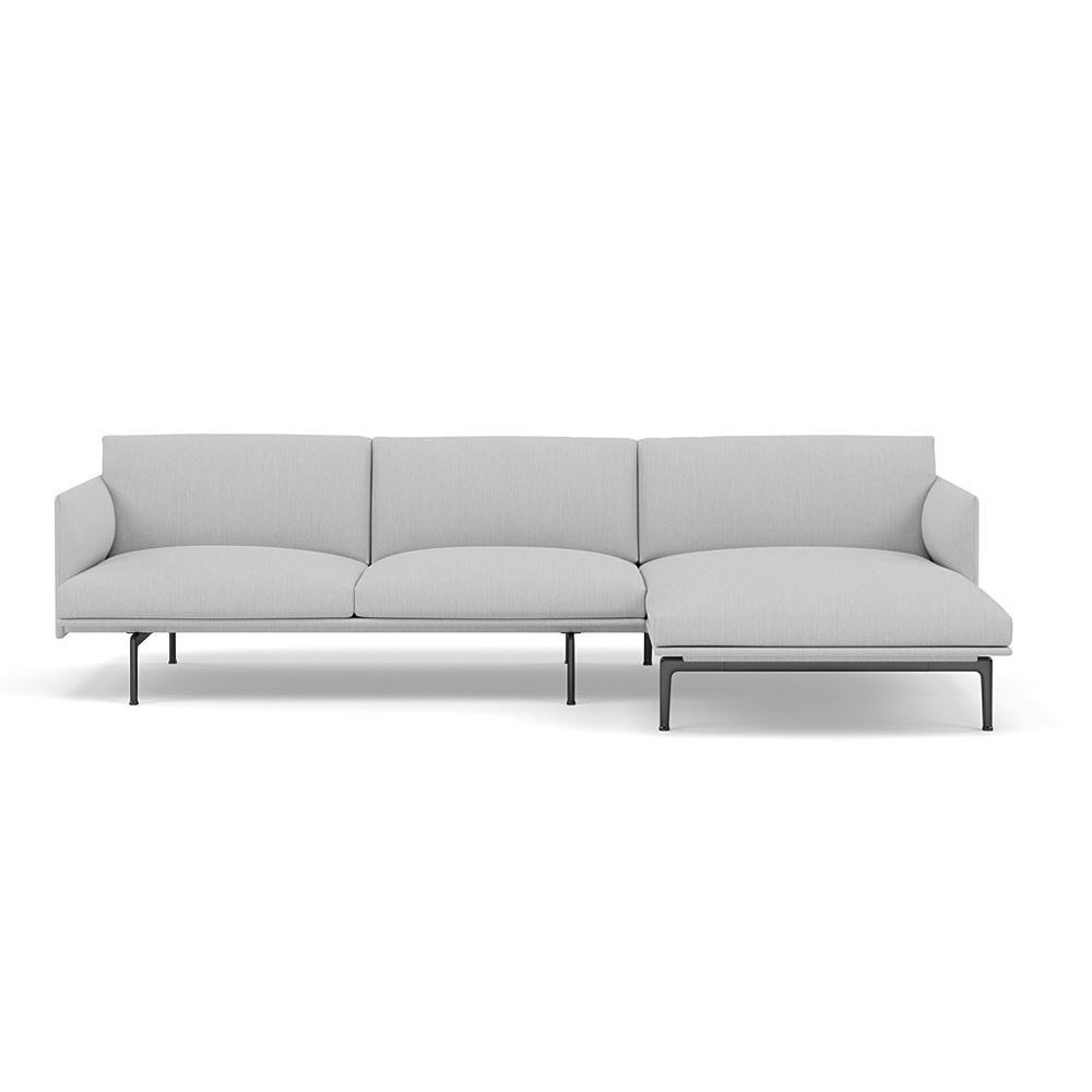 Outline Sofa With Chaise Longue Right Black Balder 132