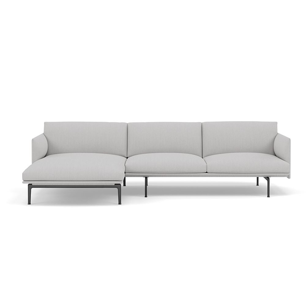 Outline Sofa With Chaise Longue Left Black Balder 132