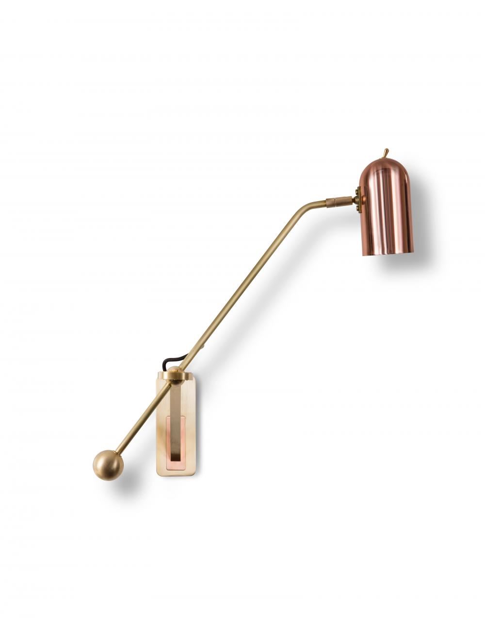 Stasis Wall Light Satin Brass Polished Copper