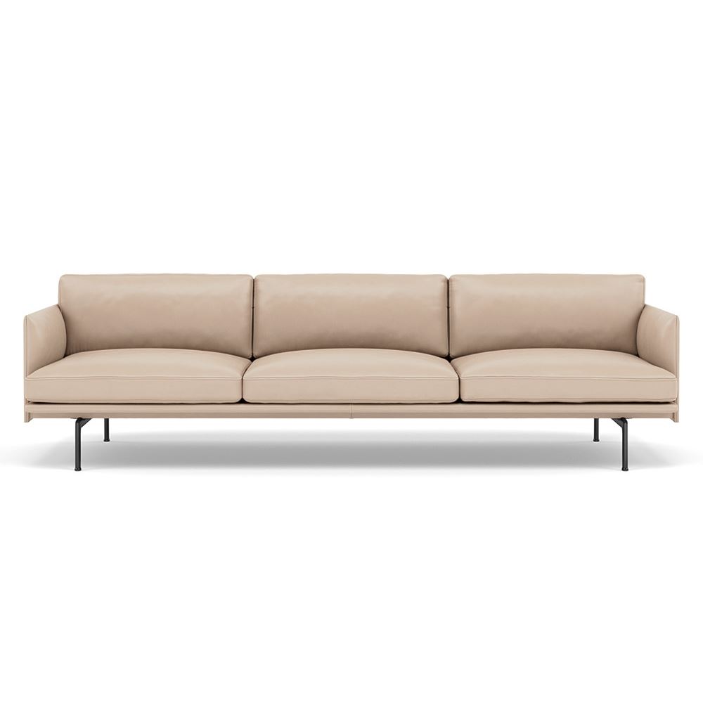 Outline Sofa 35seater Black Refine Leather Beige