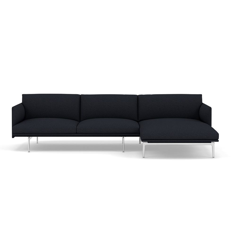 Outline Sofa With Chaise Longue Right Polished Aluminum Hallingdal 180