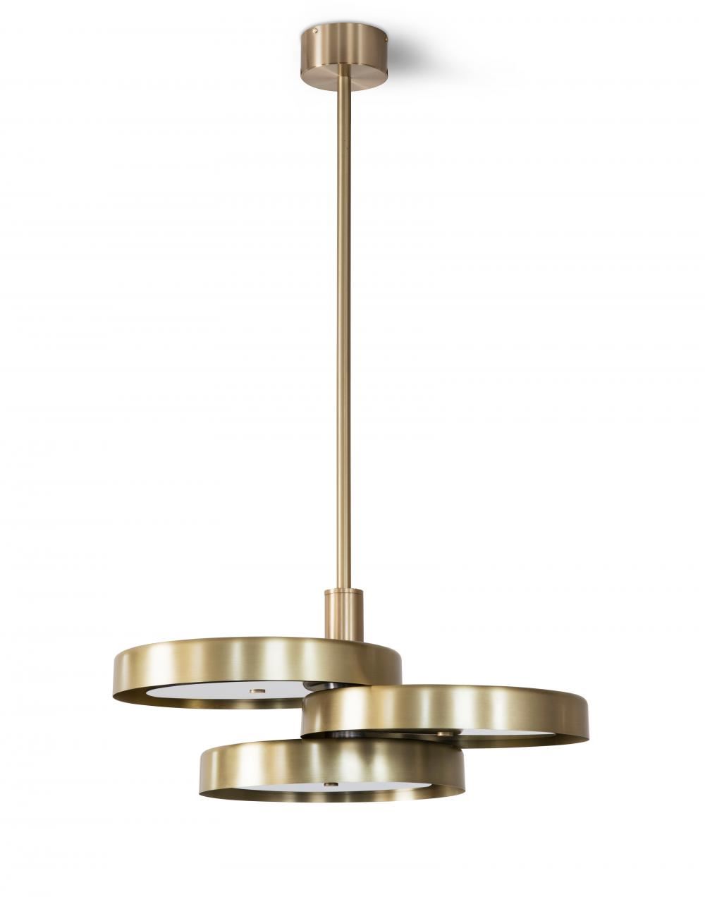 Bert Frank Triarc Pendant Satin Brass White Designer Pendant Lighting