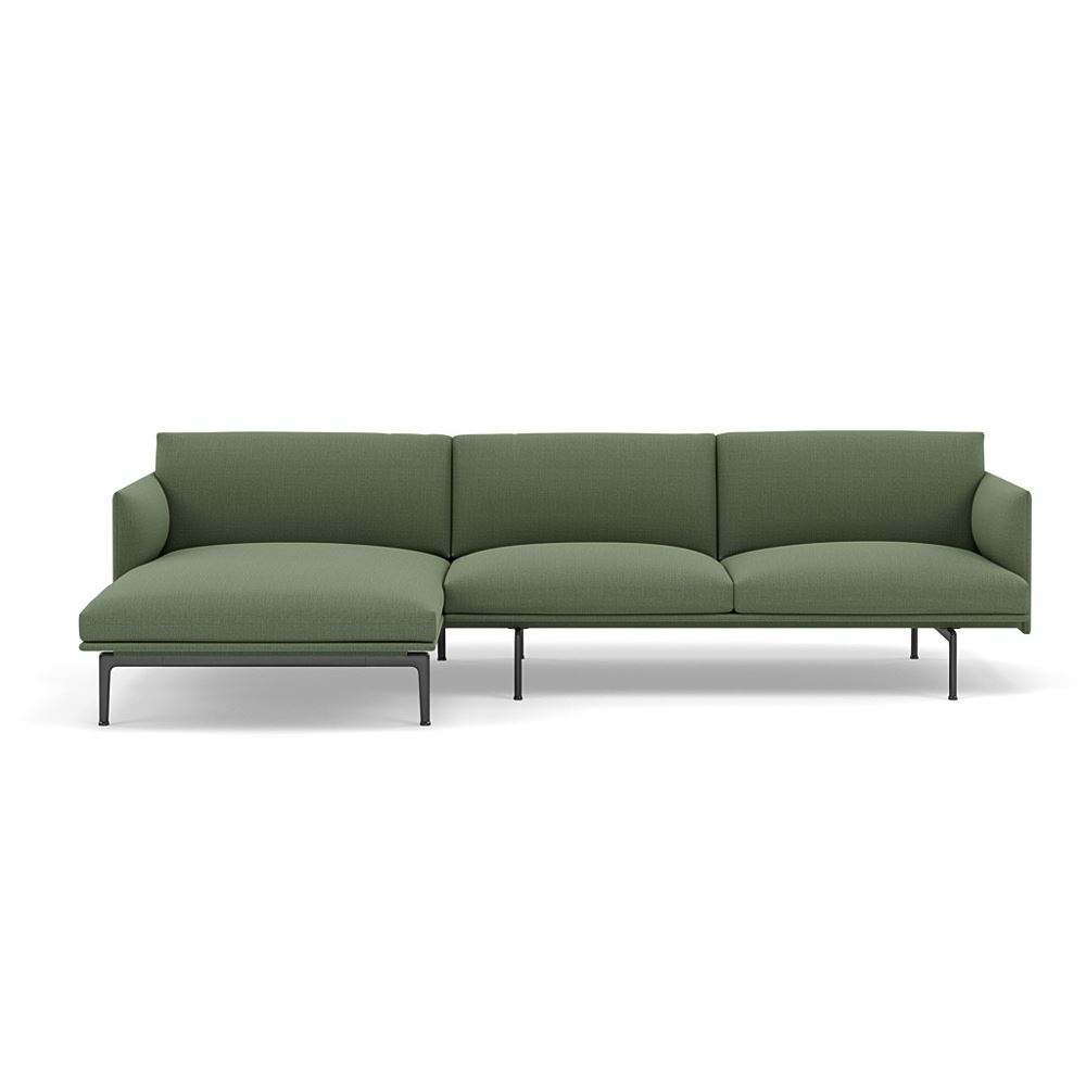 Outline Sofa With Chaise Longue Left Black Canvas 926