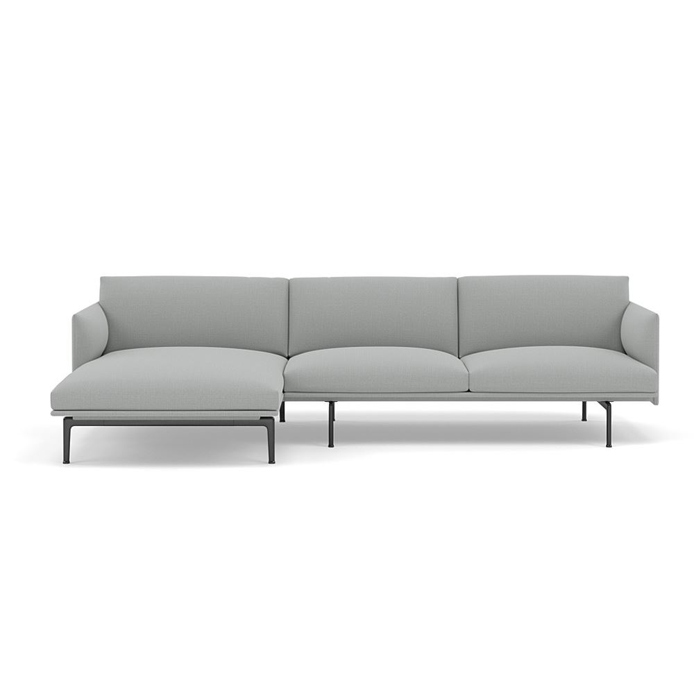 Outline Sofa With Chaise Longue Left Black Canvas 124