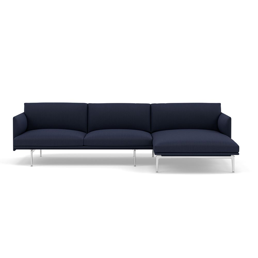Outline Sofa With Chaise Longue Right Polished Aluminum Balder 782