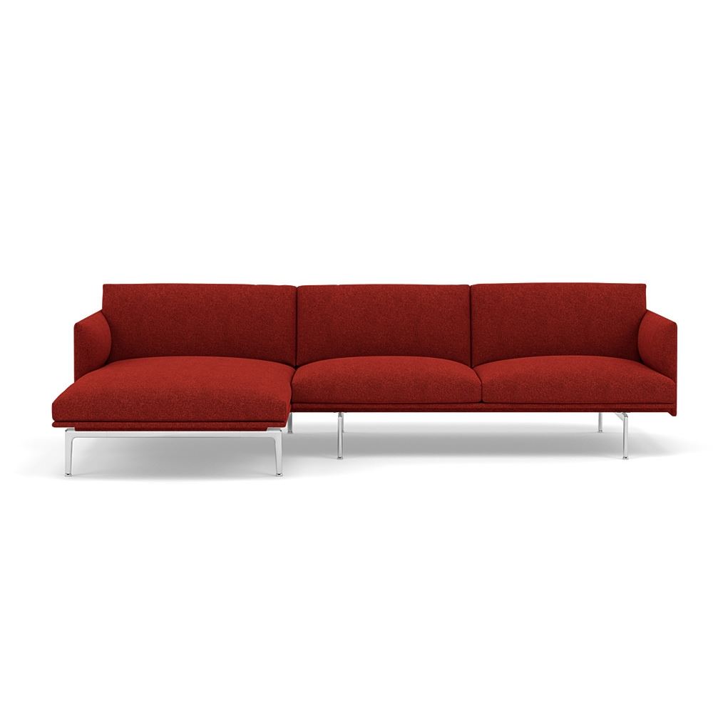 Outline Sofa With Chaise Longue Left Polished Aluminum Hallingdal 596