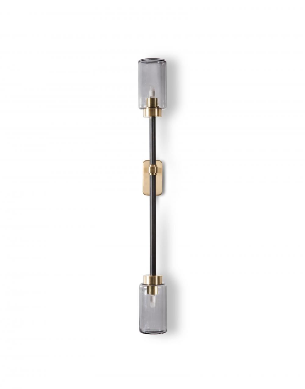 Farol Wall Light Single Brass Bronze With Smoked Glass