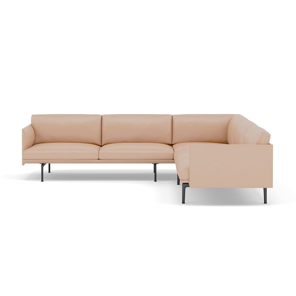 Outline Corner Sofa Black Refine Leather Beige