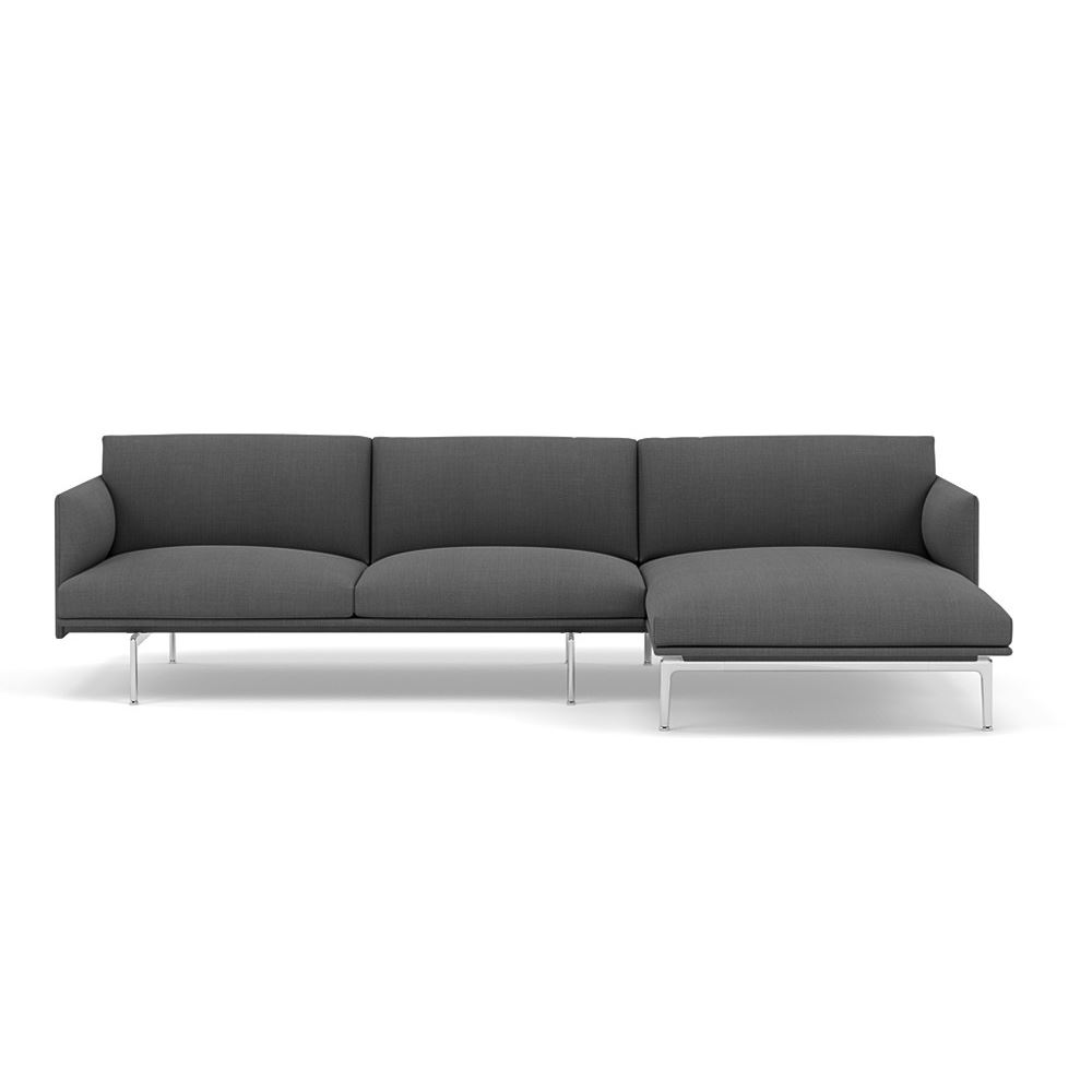 Outline Sofa With Chaise Longue Right Polished Aluminum Remix 163