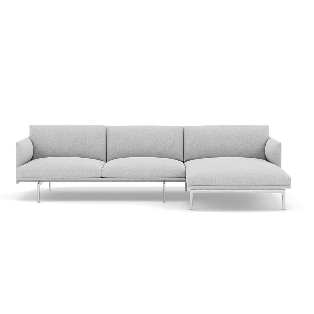 Outline Sofa With Chaise Longue Right Polished Aluminum Hallingdal 116