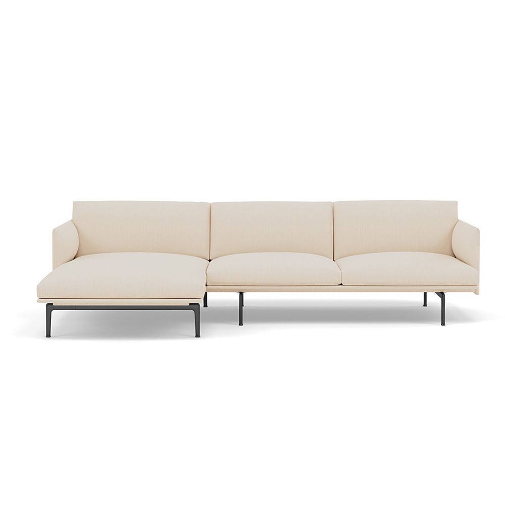 Outline Sofa With Chaise Longue Left Black Balder 612