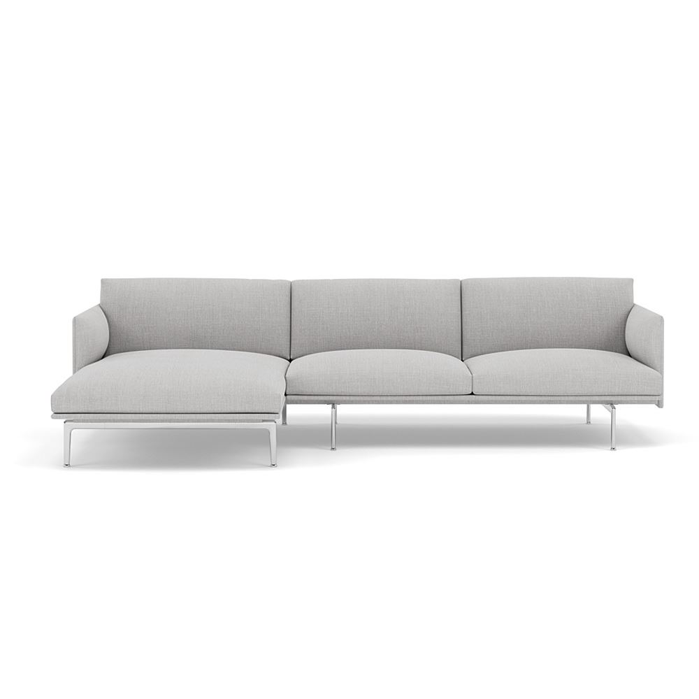 Outline Sofa With Chaise Longue Left Polished Aluminum Remix 123