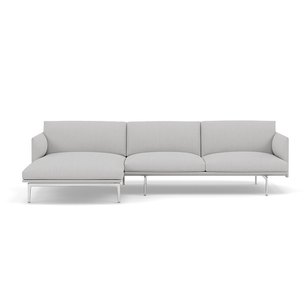 Outline Sofa With Chaise Longue Left Polished Aluminum Balder 132