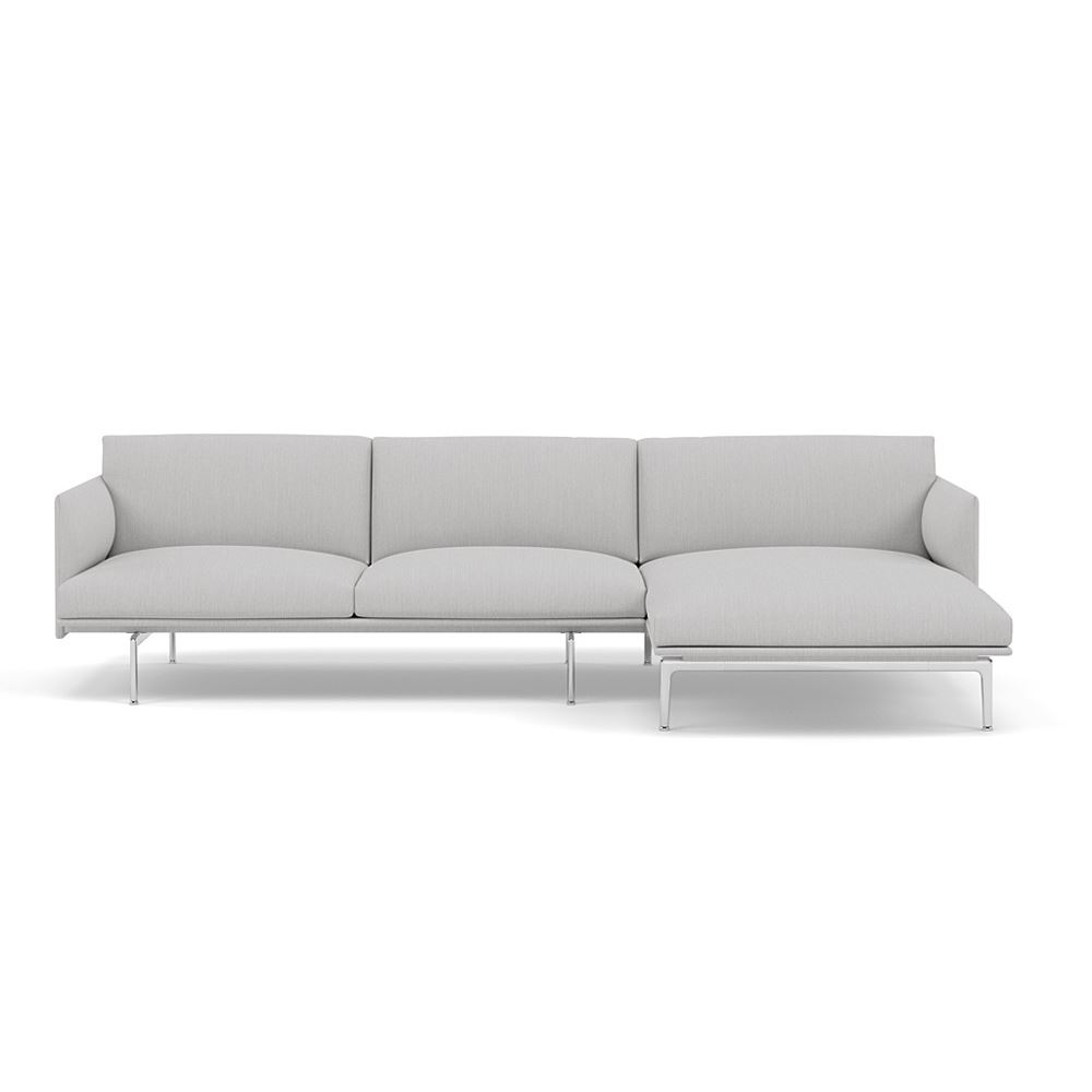 Outline Sofa With Chaise Longue Right Polished Aluminum Balder 132