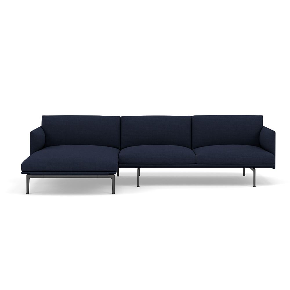 Outline Sofa With Chaise Longue Left Black Canvas 794