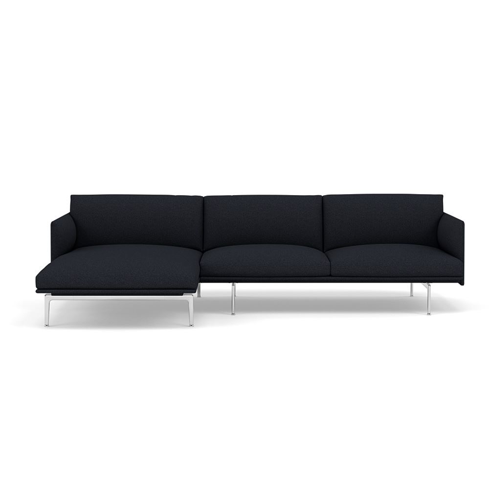 Outline Sofa With Chaise Longue Left Polished Aluminum Hallingdal 180