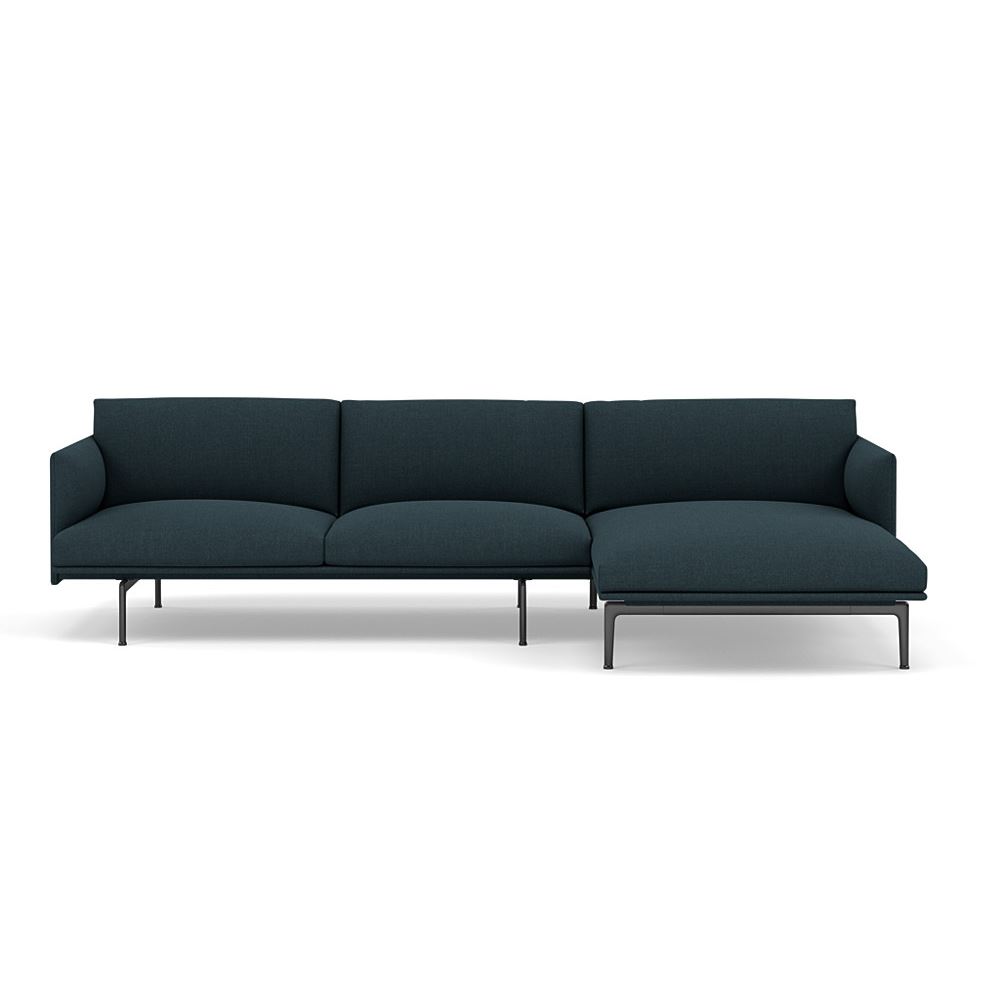 Outline Sofa With Chaise Longue Right Black Remix 873