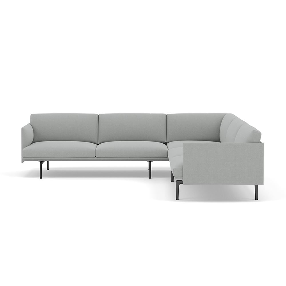 Outline Corner Sofa Black Canvas 124