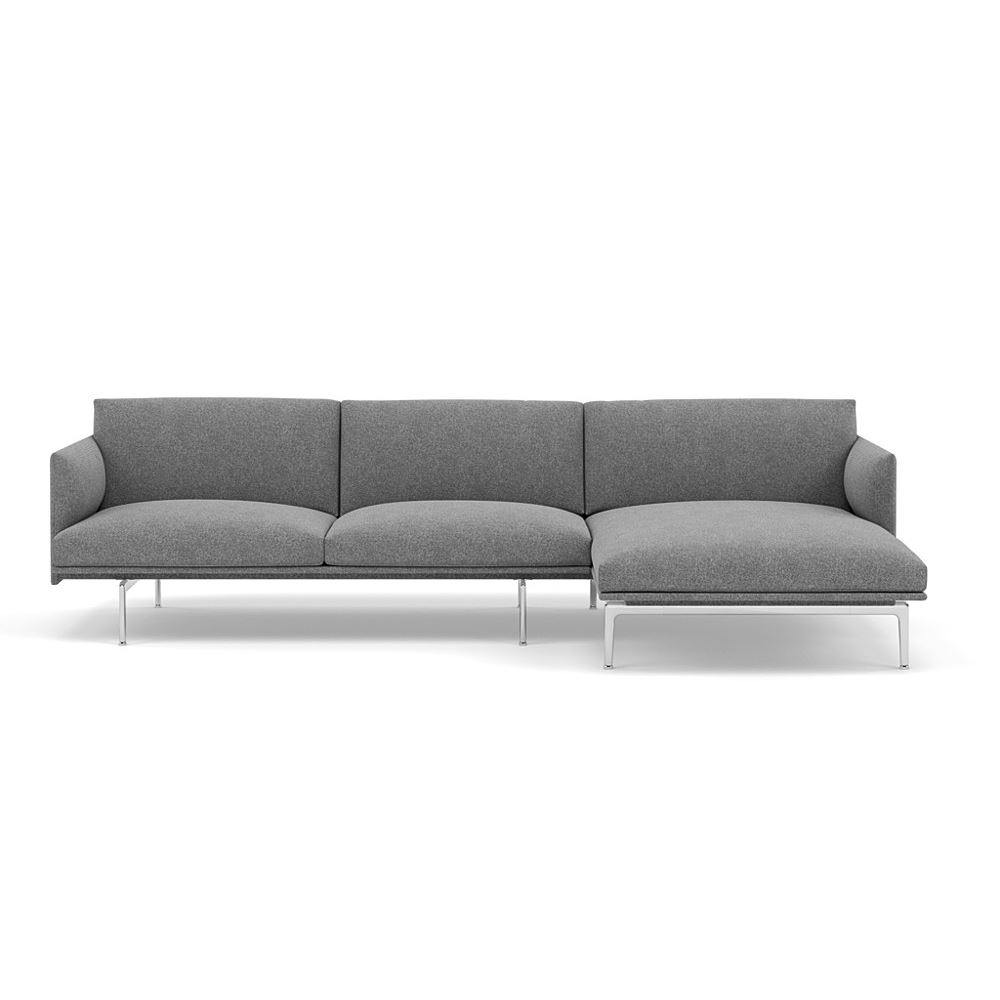 Outline Sofa With Chaise Longue Right Polished Aluminum Hallingdal 166