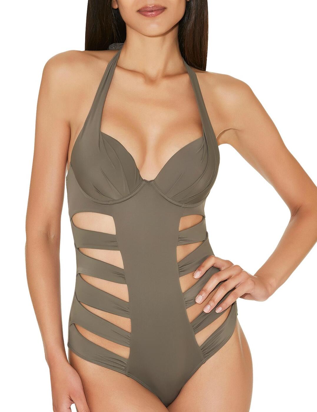 Seduction within swimwear! The stunning new Sexy Chill swimsuit, by Aubade, offers a comfortable and contemporary fit and feel, paired with a ultra sexy open work detailing! Boasting chic and glamorous vibes, this sizzling hot swimsuit is sure to turn heads at the beach!  Chic and elegant, feminine design Comfortable and contemporary fit and feel Lightly padded for excellent shaping and support Offers a stunning silhouette, guaranteed to turn heads! Adjustable straps Composition of lining: 80% Polyamide &pipe; 20% Elastane Composition of cup lining: 100% Polyester Composition of KNIT: 80% Polyamide &pipe; 20% Elastane  Listed in UK sizes  30353-56495-705786 ET57 Swimsuit