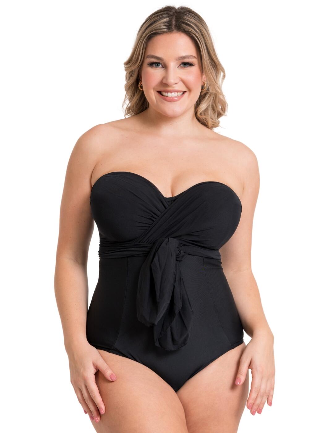 The Curvy Kate Wrapsody collection is a fun and versatile range, adjustable to suit you! This swimsuit can be tied and worn in multiple ways to create a weeks worth of gorgeous looks. Based on the best selling fit of the 'Luxe' bra, this swimsuit is both supportive and stylish. With 'Xtra Life Lycra' for long lasting shape retention and resistance against heat, chlorine and sunscreen. This LBS (little black swimsuit) has lightweight mesh wrap panels for fast drying time and comfort when you're out of the pool.