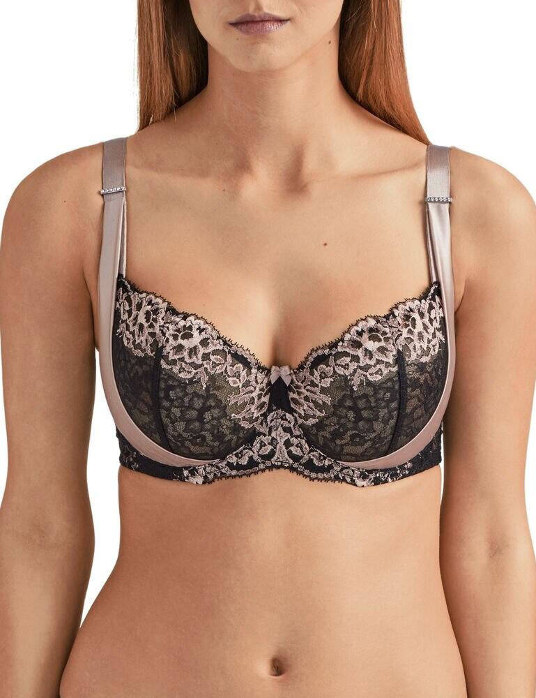 If you're looking for a stunning half cup bra which is made for a woman with a fuller bust in mind, then look no further than this comfort half cup bra from the Femme Glamour range by Aubade. This bra features a combination of stunning lace, floral print and satin accents. This bra is underwired for support and uplift and non-padded for a very natural fit and feel. The straps are adjustable so that you can find your individual fit and this bra secures at the rear with a hook and eye closure. This bra offers extra support for a fuller bust. Pair with matching items from the Femme Glamour range for a very chic look.  Stunning, feminine design Designed for a fuller bust Stunning lace, floral print and satin accents Underwired cups for support and uplift Adjustable straps Hook and eye at the rear Matching co-ordinates available! Composition: 61% Polyamide &pipe; 39% Elastane Listed in UK sizes  45931-84352-1121255 MD14-02 Half Cup Bra