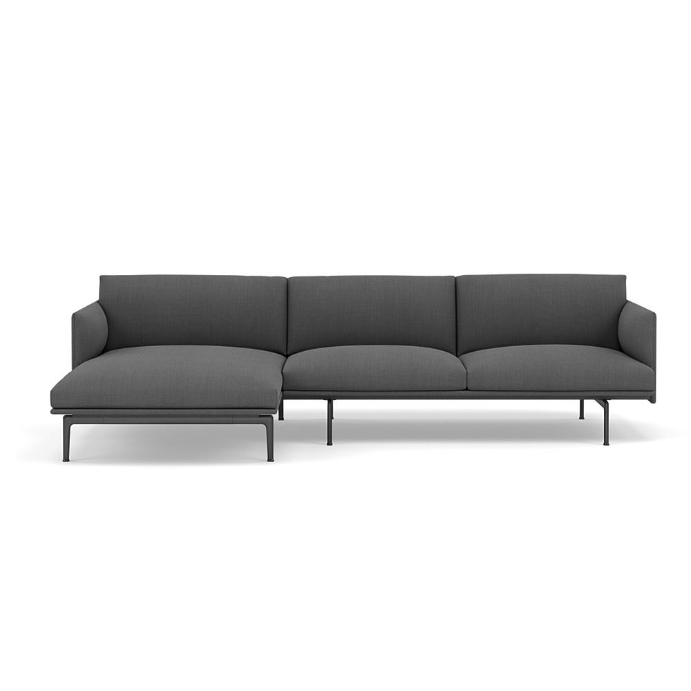 Outline Sofa With Chaise Longue Left Black Remix 163