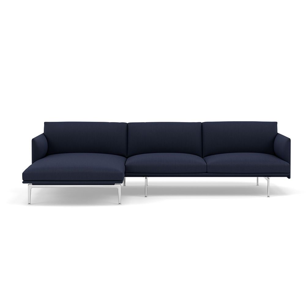 Outline Sofa With Chaise Longue Left Polished Aluminum Balder 782