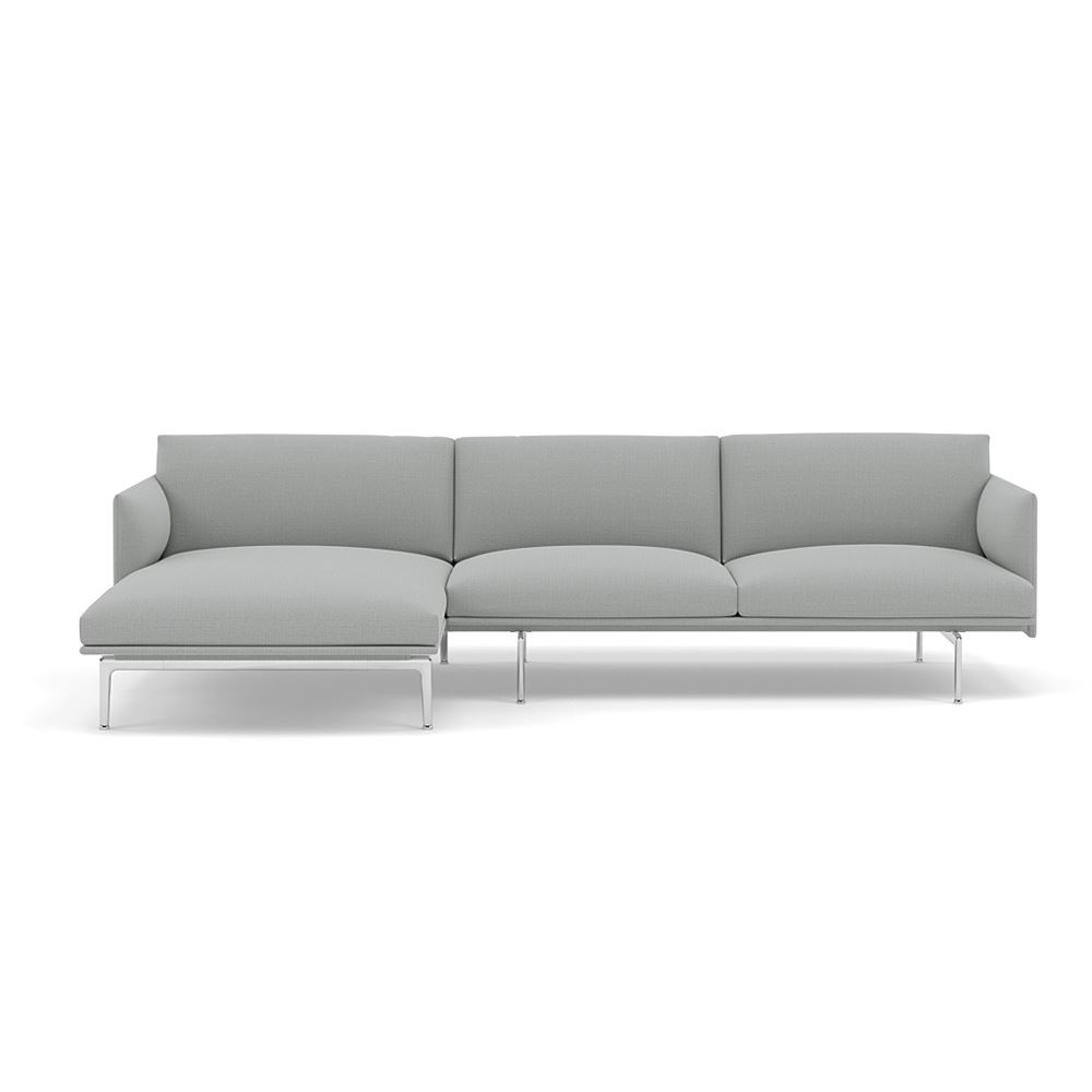 Outline Sofa With Chaise Longue Left Polished Aluminum Canvas 124
