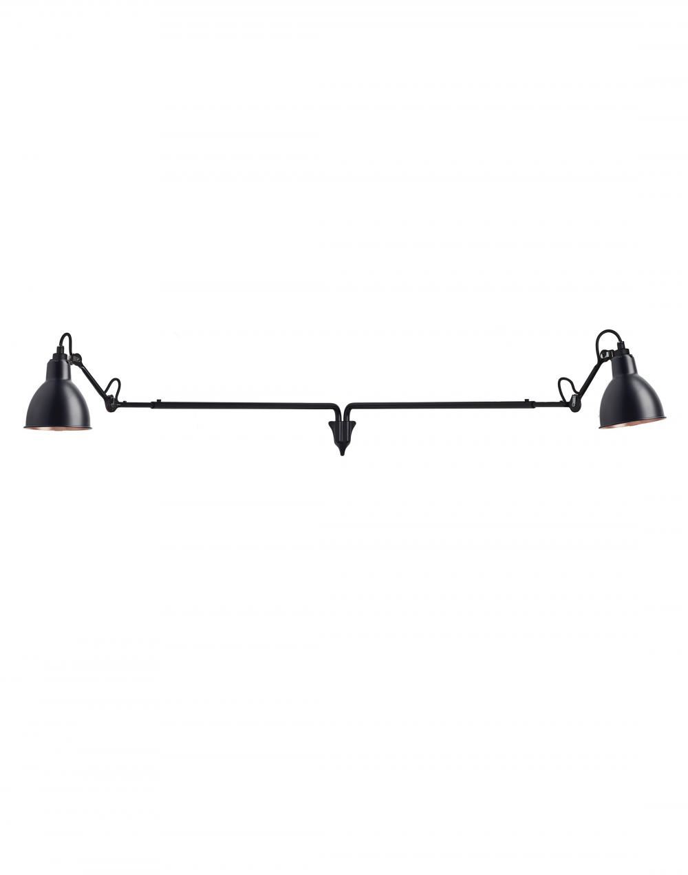 Lampe Gras 213 Double Wall Light Black Shade With Copper Interior